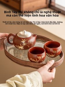 SHUANGYU | Bình Trà Zisha Sang Trọng Có Đính Bạc Với Hình Mẫu Vui Vẻ Trên Mày