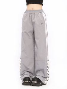 Gray Casual Straight Leg Wide Leg Pants Womens American Drapey Floor-Length Loose Sports Parachute Workwear Trousers