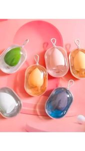 Spons Busa Kosmetik Beauty Blend Make up /Spon BentukTelur / Puff Powder Sponge Beauty Blender Bahan Plastik Dengan Case Holder Penyimpanan /SPONS TELUR PREMIUM Beauty Blender Makeup Sponge Powder Spons Bedak Sepon Rembuk