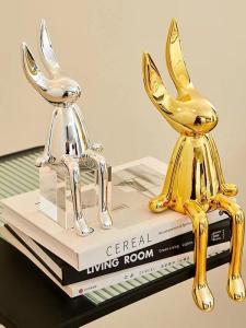 หิ้งตุ๊กตากระต่ายเรียบง่ายแบบโมเดิร์น วัสดุโพลีเอสเตอร์ เครื่องประดับตกแต่งสไตล์ยุโรปสำหรับตกแต่งบ้าน