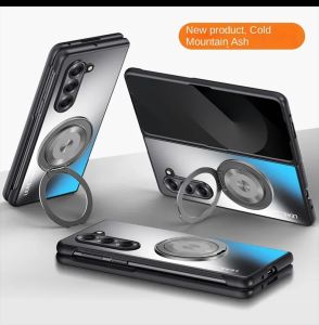 Luxury Matte Metal Ring Case For Samsung Galaxy Z Fold 8 Ultra 7 6 5 4 For Magnetic Car Mount Holder Shockproof Protective Cover