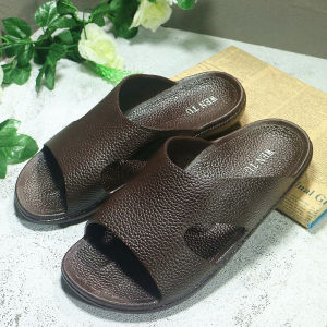 Ultra-Soft Mens Slippers Home Casual Slip-On Summer Anti-Slip Deodorant Comfortable Flat Sandals Breathable Low Heel Rubber