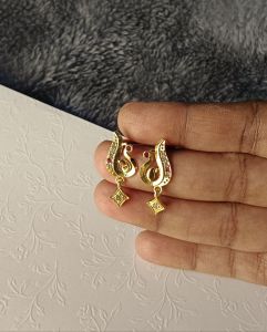 AYLA KUMAARI (Code:MV3-5/10) Micro Gold Plated Enamel Stud Earrings with Screw Lock. Indian Earrings.