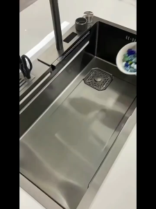 【Refuse to be hot-24H delivery】Digital Display Waterfall Kitchen Sink Stainless Steel Sink Bowl Wash BasinHome Sink lababo stainless complete set kitchen sink complete set