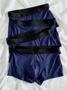 4 Quần Lót Nam Thoáng Khí Thông Thường Quần Lót Góc Phẳng Co Giãn Quần Lót Thể Thao Thoải Mái Dệt Kim Polyester Elasticane Màu Xanh