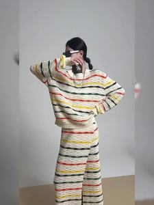XIAODADEHUA | Dopamine Fashion Rainbow Stripe Lace Hollow Set