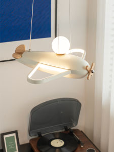 YIGELIGHTING | Cream Color Creative Airplane Shaped Childrens Room Pendant Light