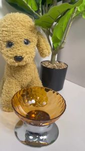 KAWAII The Cat Crystal Bowl Transparent Design with Neck Support Bowl