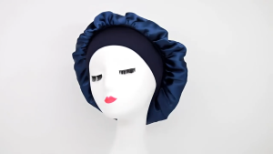 1 PC Ladies Satin Shower Cap High Elasticity Wide Edge Adjustable Breathable Comfortable Soft Curly Hair Protection Nightcap