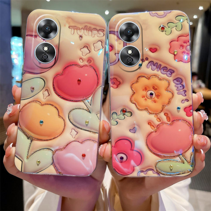 Phone Case OPPO A18 Creative 3D View Tulip Flowers Casing OPPOA18