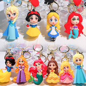 Wholesale Anime Disney Alsa Princess Mermaid Frozen Princess Keychain Cartoon Cute Figure Bag Key Chain Creative Gifts for Kids