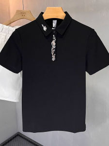 Áo Thun Polo Cổ Polo Thêu Hoa Dáng Ôm Phong Cách Anh Thời Trang Mùa Hè Cho Nam Chất Liệu Cotton Thường Ngày