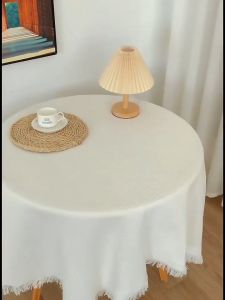 Waffle Tablecloths Fringe French Furniture Square Cover Decoration Cafe Garden Dust Proof Oil-proof Resistant Cotton Linen Table Cloths