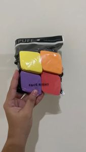 WAJIK SPONGE - Makeup Sponge Berbentuk Wajik - 4 in 1 Fair Lady - Ukuran 4cm x 4cm x 2cm - Isi 4 Spon Foundation - Lingkaran Warna Putih, Hijau, Pink, dan Biru