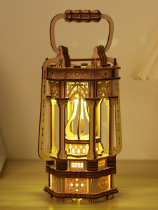 3D Wooden Puzzles DIY Rotating Vintage Lantern Hands-on Activity Desk Decor Gifts for Teens