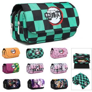 LYMEDIA Storage Office and School Supplies Anime Bags Canvas Zipper Case Demon Slayer Kimetsu No Yaiba Demon Slayer Pencil Bag Pencilcase Pen Box