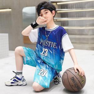 Boys Summer Quick Dry Basketball Uniform Short Sleeve Sportswear Fashionable Kids Athletic Ball Clothes Stylish Childrens Gear