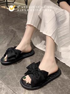 New 2025 Womens Slippers Indoor Home Wear Soft Bottom Flat Heel Fashionable Butterfly Knot Outdoor Casual Slippers