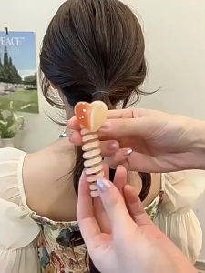 AIDA 1Pcs Elastic Girls Spiral Hair Rope Hair Tie Heart Plastic Rubber Ponytail Headwear爱心直条电话线发圈女