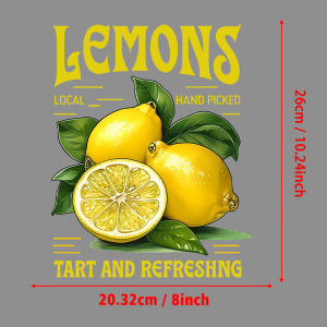 Local Hand Picked Lemons Print Iron-on Transfers for Clothing Fusible Clothing Patches Thermo-Stickers for Children DIY Sewing