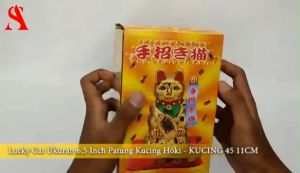 Pajangan Kucing Hoki Koin Lucky Cat Batrai Hiasan Patung Kucing Pemanggil Rejeki Baterai 16cm Hadiah