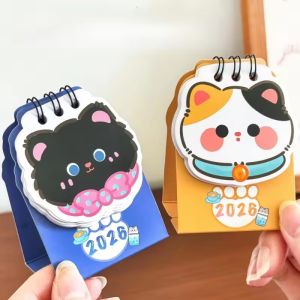 1/4Pcs 2026 Cute Little Cat Desktop Calendar Mini Portable Coil Calendar Book Cute Colorful Time Management Desk Decoration