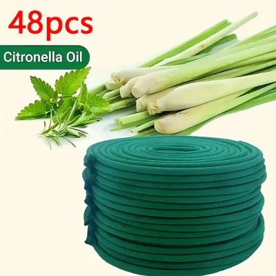 Luxurious 24/48pcs Citronella Incense Coils Lemon Scented Artificial Wood No Feathers with Holder Perfect for Outdoor Pool