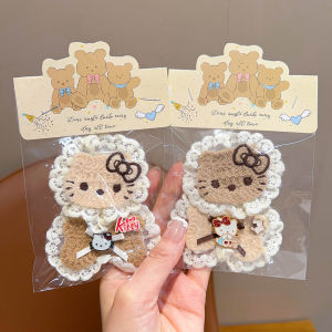 Sweet Baby Girl KT Cat Hair Accessories Childrens Magic Tape Frizz Control Hair Stickers Coffee Color Cute Back Hair Clips