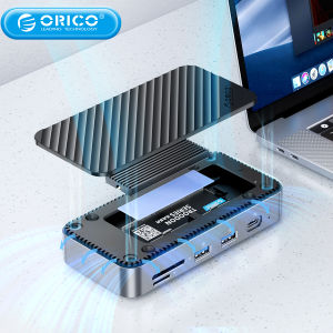 ORICO 10-In-1 SSD M.2 ฮาร์ดไดรฟ์กล่องกล่องใส่ USB ฮาร์ดไดรฟ์กล่องเก็บของ RJ45 HDMI M2 SATA NVMe HD เคสภายนอกสำหรับแล็ปท็อปพีซี