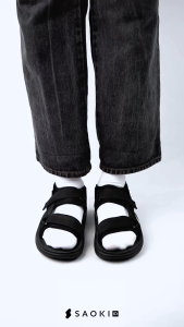 SAOKI - Sandals Traveling Pria Slop Sendal Slip On Wanita Gunung Amar Black