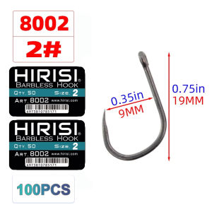 Hirisi 100pcs Barbless Fishing Hooks PTFE Coated High Carbon Steel Hook 8002 Freshwater Fishing Supplies