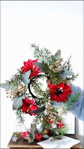 Desktop Candle Holder Wreath Christmas Ornament Pine Cone Berry Festive Party Artificial Flower Perhiasan Rumah