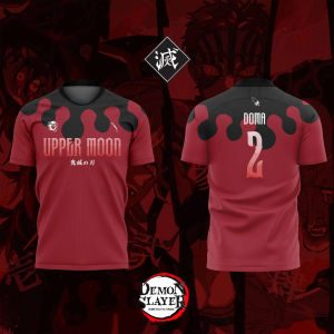 Bandai | 2026 Bandai Demon Slayer Anime DOMA NO.2 3D Print Football Jersey for Mens Tshirt Summer Sports Casual Tees Kids/Adult Y2k