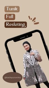 Tunik Batik Full Resleting Depan Atasan Wanita Katun Modern