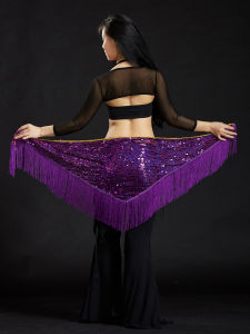 Belly Dance Bright Sequins Triangle Scarf Waist Chain Fashionable 2025 New Style Kernal Sequin Tassel Hip Scarf