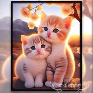 Cute Cartoon Cat Cross Stitch Kit Handmade Diamond Embroidery Small Bedroom Decor Full Stitch Animal Pattern Modern Simple Style