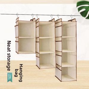 Defasilk | Closet Organizer Shelf Cabinet Divider Hanging Closet Partition Basket Layered Rack Fabric Storage Bag