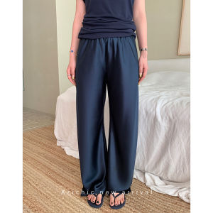 Lustrous Golden Era Acetate Loose Trousers Cool Feel Casual Pants