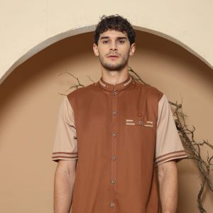 ADRIKNI baju koko pria dewasa lengan pendek Warna coksu