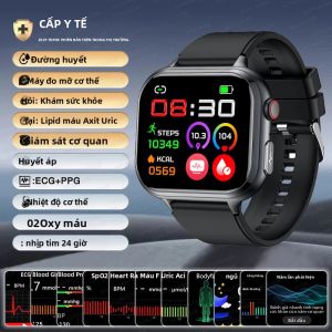 Đồng Hồ Thông Minh Y Tế 2025 Dành Cho Nam Chức Năng ECG+PPG Theo Dõi Nhịp Tim Bằng Laser Đo Đường Huyết Không Xâm Lấn Đo Huyết Áp Theo Dõi Sức Khỏe Chống Nước