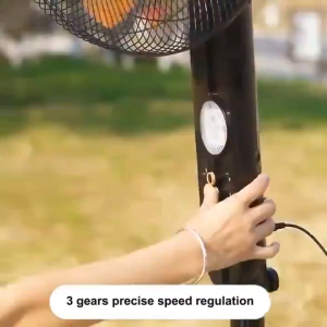 Solar electric fan solar wall fans with charger solar stand fans 18/16/12 Inch solar panel DC 220V AC charging fans emergency light waterproof IP67 solar light rechargeable mute quiet for Baby Sleep Remote control intelligent