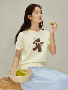 INMAN | Ice Silk Bow Teddy Bear Knitwear