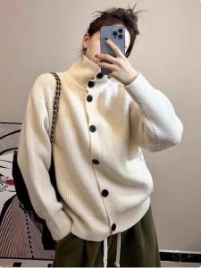 Turtleneck Thick Sweater Outwear Womens Autumn and Winter 2024 New Lazy Wind Fancy Wear Loose Knitted Cardigan