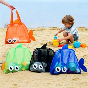 YESPERY Kids Toy Mesh Beach Bag Large Capacity Sand Toy Storage Tote Bag Lightweight Foldable Swim Pool Bag