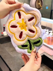 Flower Kitchen Cute Hand Towel Coral Velvet Quick Drying Hanging Thicken