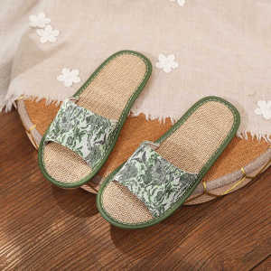 Dép Vải Lanh Mùa Hè Mới in Họa Tiết Trung Quốc Cho Nam Và Nữ Dép Lót Bằng Vải Cotton Dùng Trong Nhà Chống Trượt Giày Lười Mềm