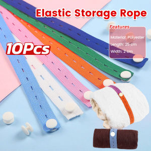 10Pcs Clothes Storage Elastic Band Straps Pull Roll Belts with Buckle Multi-Purpose Binding Belt Wardrobe Organizer