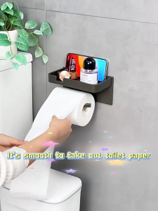BM Gun Grey Luxury Tissue Holder Bathroom Organizer Tissue Box Toilet Paper Roll Holder Phone Holder