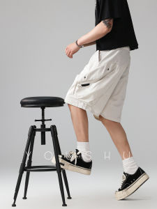 Zip Drawstring Pockets Cargo Shorts Men 2026 Summer New Style Wide Leg