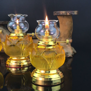 ⭐️【Local Warehouse】Buddha lamp liquid ghee lampButter lamp glass lotus lamp holder everbright lamp lotus lamp dimming windproof oil lamp Buddha headlamp holder household lampEverlight